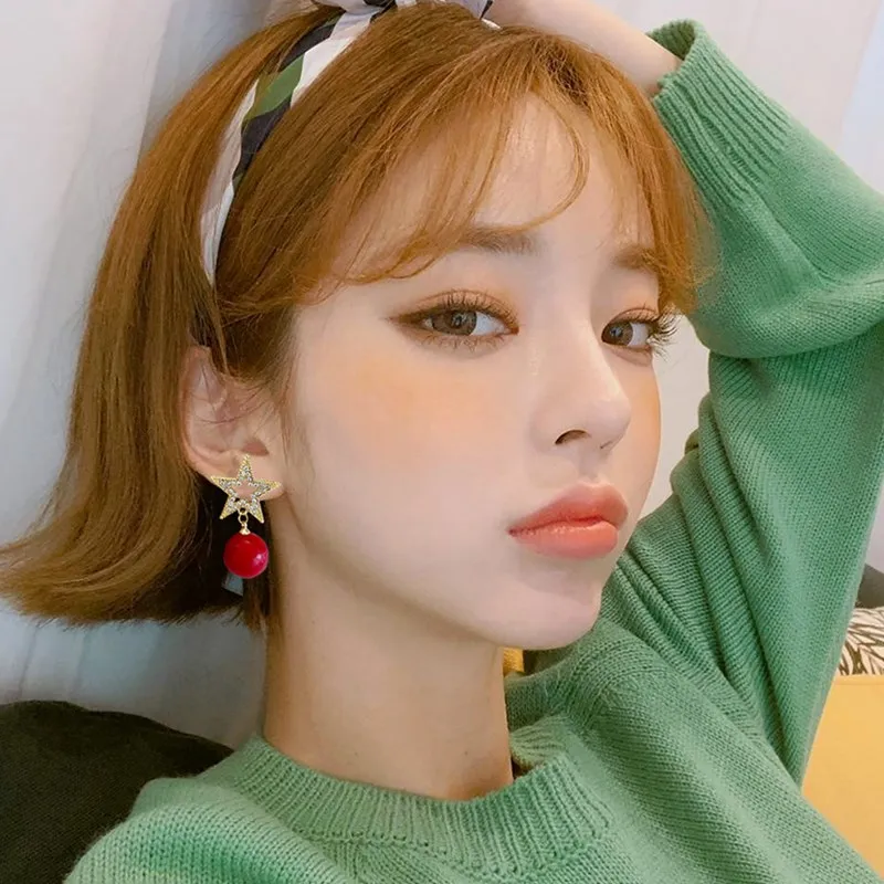 S925 Серебряная игла Advanced Sense Pentacle женские серьги с жемчугом Сетка Красный