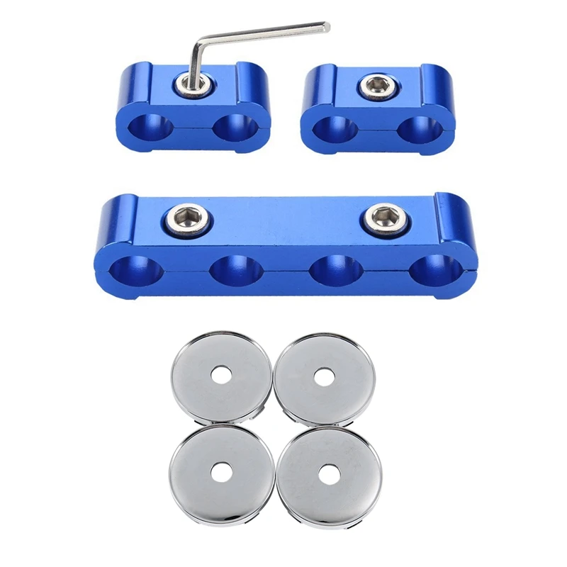 3Pcs Engine Spark Plug Wire Separator Divider Clamp Kit (Blue) with Set of 4 Hub Cap Universal Plastic 60mm Tyre Trims |