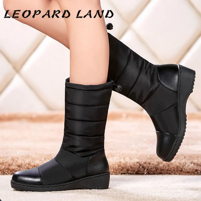 LEOPRAD LAND/зимняя хлопковая обувь красного цвета зимние ботинки на пуху женские утепленные водонепроницаемые теплые хлопковые ботинки на плоской подошве средней высоты Hx-76