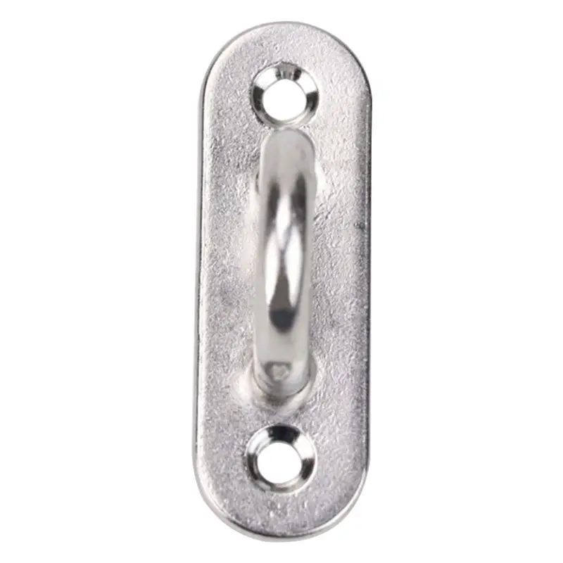 

N84F 6Pcs 5mm Stainless Steel Eye Plate Oblong Pad Eye Plate Metal Staple Ring Hook Hardware