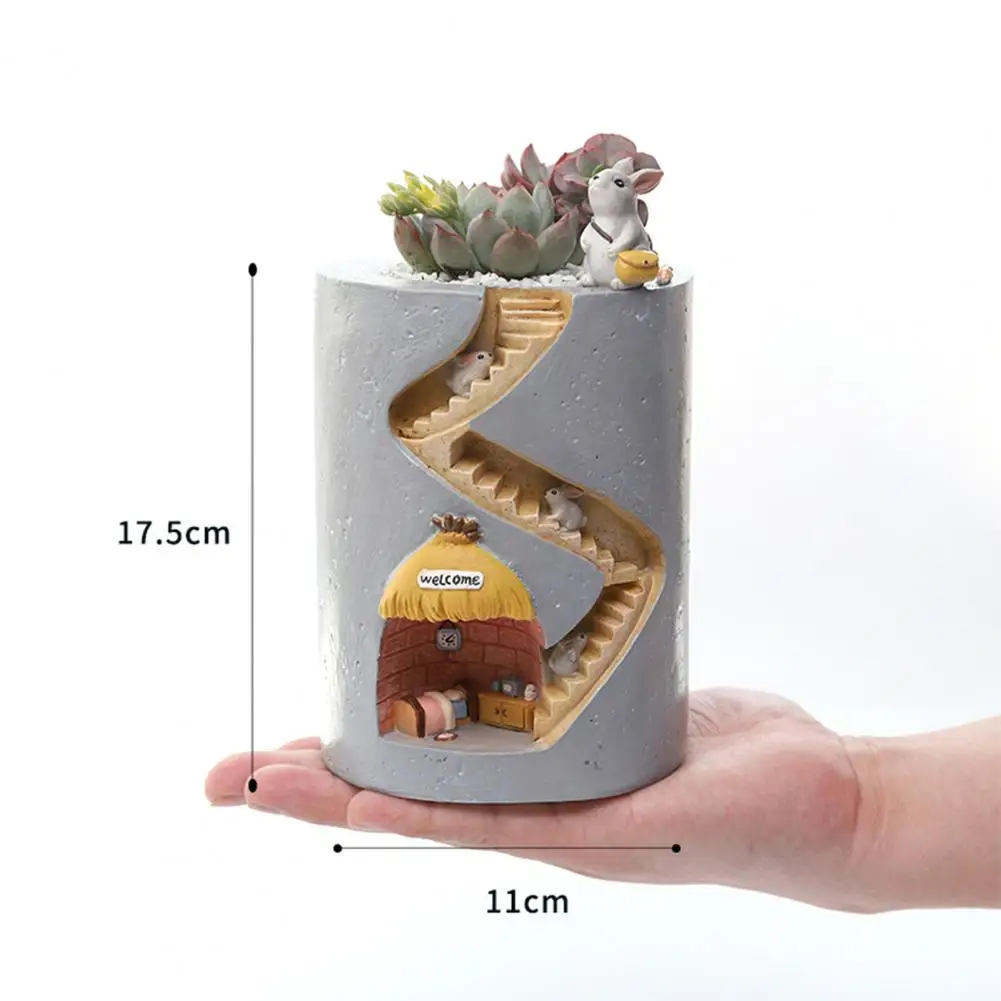 

Creative Rabbit House Resin Succulent Flowerpot Cute Animal Resin Durable Succulents Planter Micro Landscape Potted Garden Decor