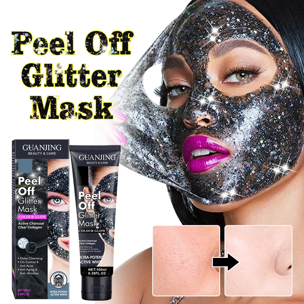 

Moisturizing Peel Off Face Mask Shrink Pores Brightening Skin Tone Tearing Glitter Shining Star Bublle Facail Mask Deep Cleaning