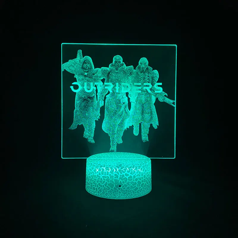 

Game Outriders Figure Nightlight 3D Picture Lamp for Gaming Room Decroation Clock Control Desk Lamp Atmosphere Lamp Gamer Gifts