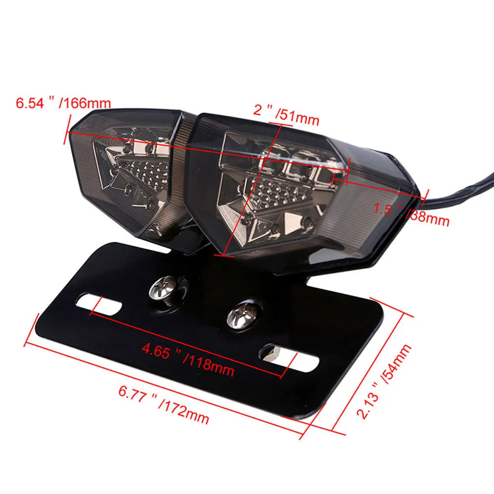 Motorcycle LED Taillight 12V Turn Signal Rear Brake Lights Motorbike License Plate Light Flasher For Honda Kawasaki Harley |