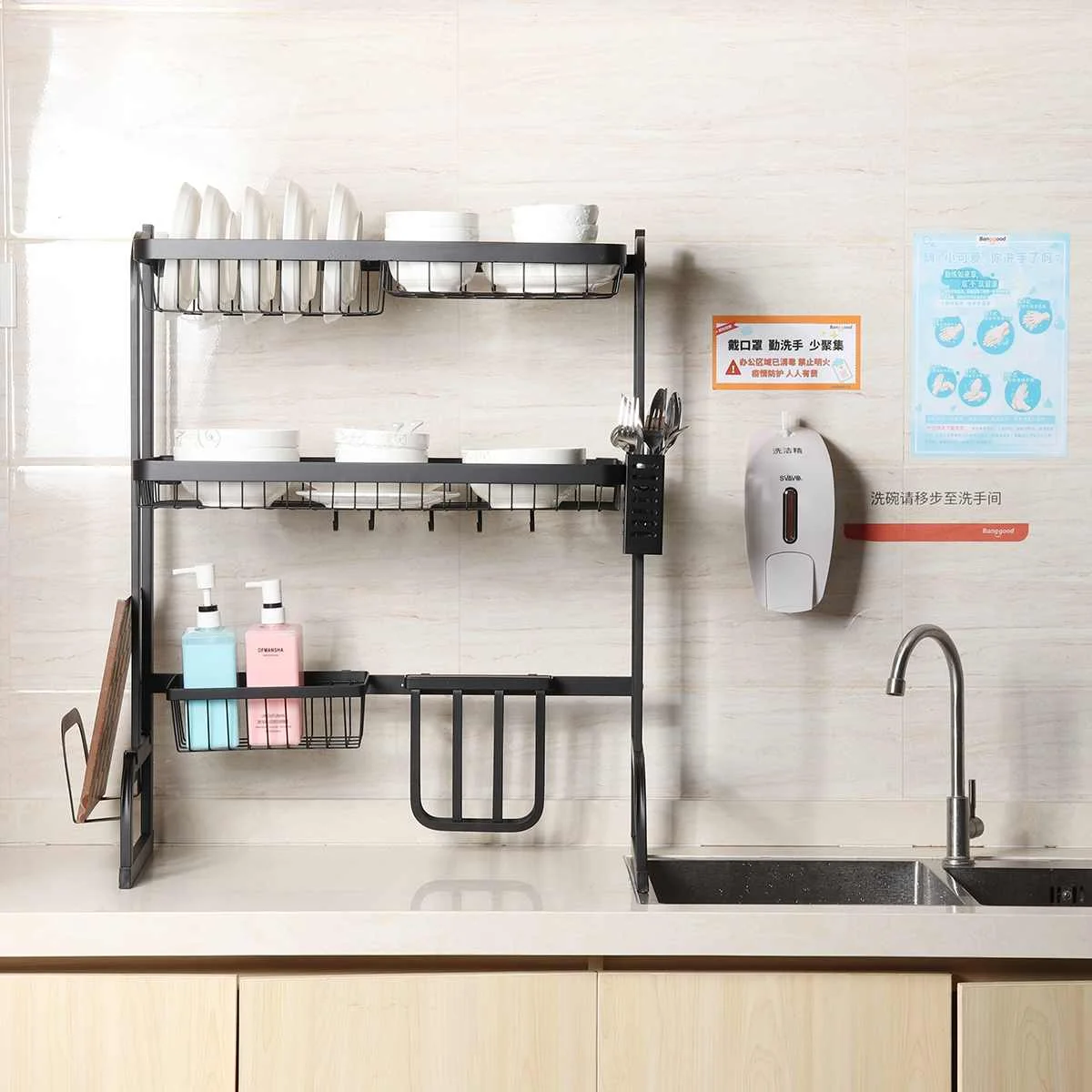 the sink dish drying rack holder 12 layer stainless steel kitchen shelf organizer over draining shelf storage countertop new free global shipping