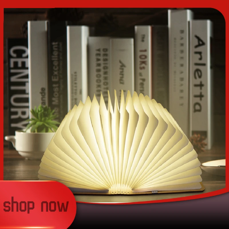 

Portable 3 Colors 3D Creative LED Book Night Light Wooden 5V USB Rechargeable Magnetic Foldable Desk Table Lamp Home Decoration