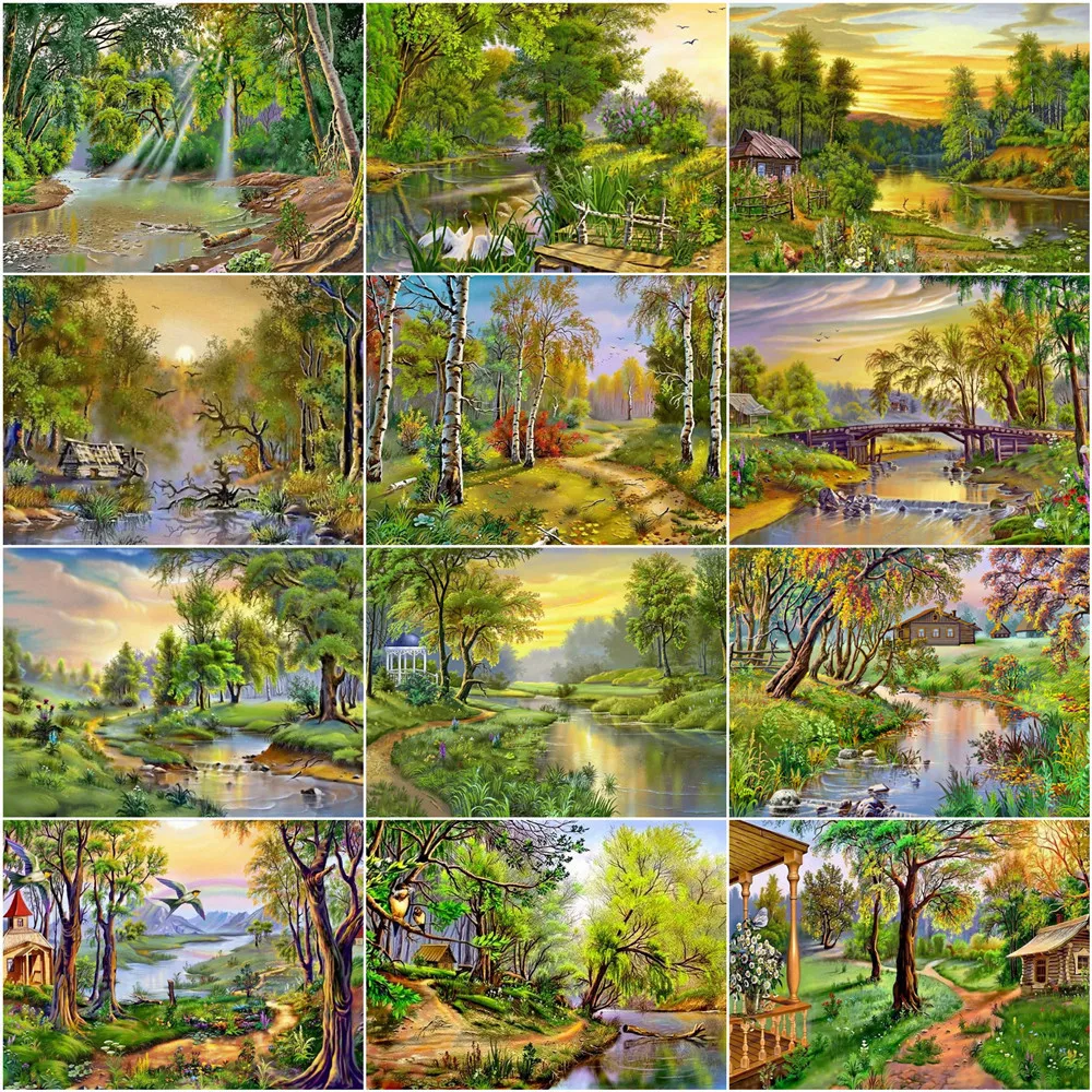 

AZQSD 5D алмазная живопись новые поступления Река ручной работы подарок Алмазная вышивка распродажа картина Стразы с деревом домашний декор