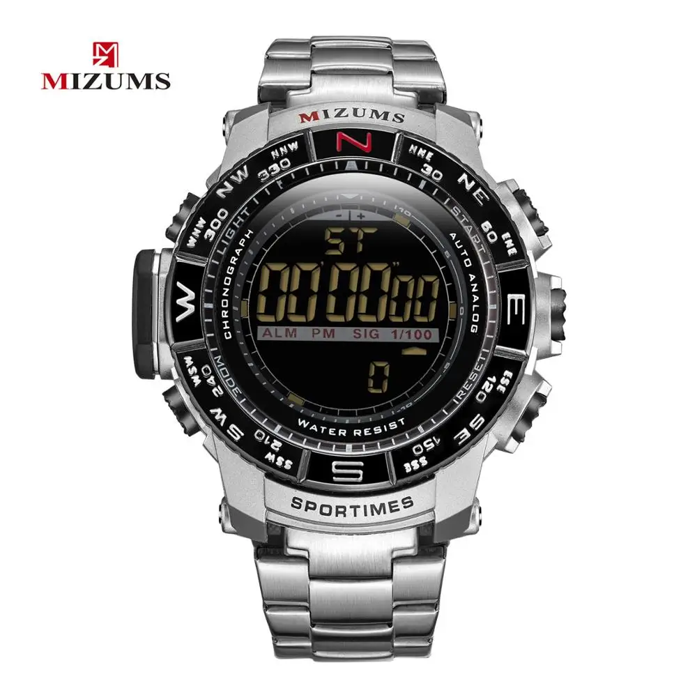 MIZUMS, военные спортивные водонепроницаемые мужские часы, Relogio Masculino, Лидирующий бренд, роскошные часы, электронные, светодиодный, цифровые часы с хронографом