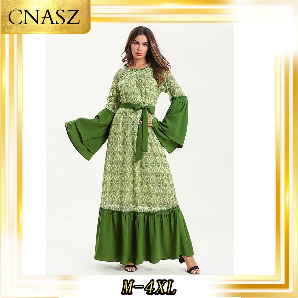 Мусульманское платье длинная юбка код Женская мода с длинным рукавом кружево