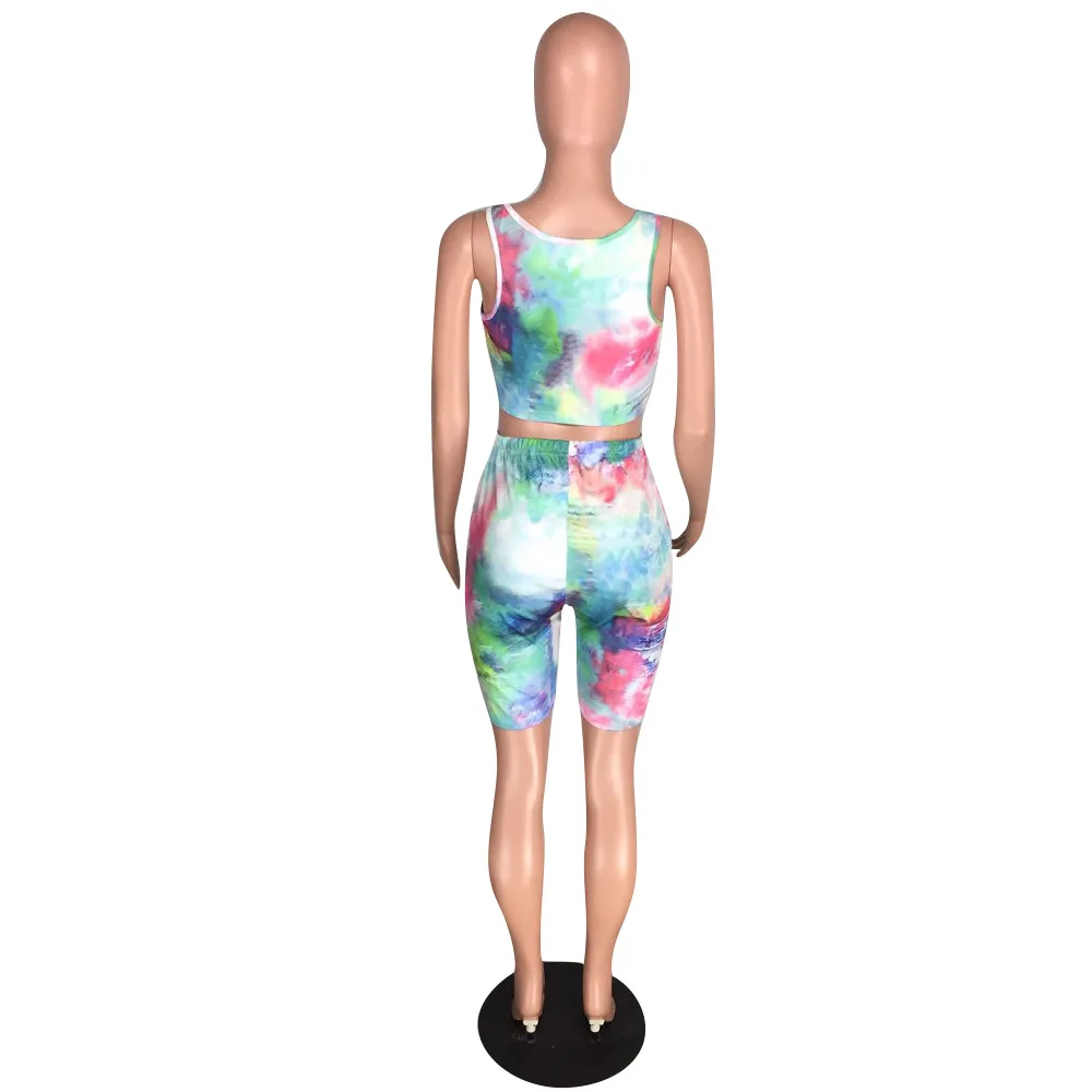 Женский комплект из двух предметов укороченный топ с завышенной талией и шорты