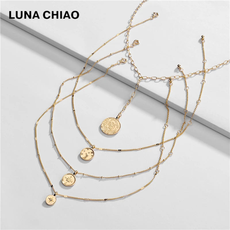 LUNA CHIAO Многослойные Изящные мини круглые подвески для женщин|Ожерелья с