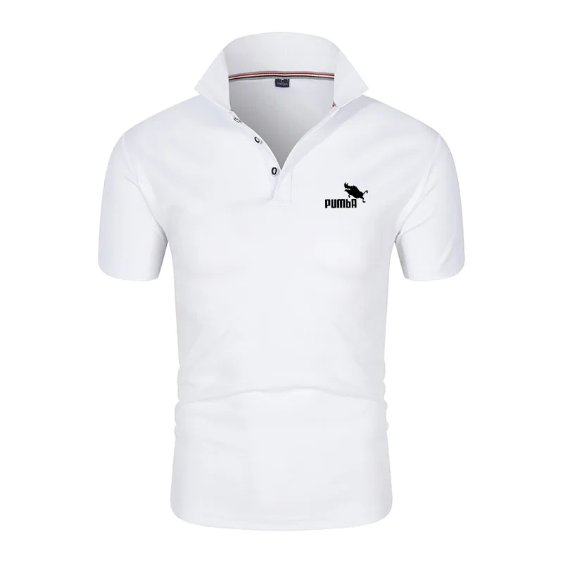 

2021 Summer new men's casual polo shirt short-sleeve breathable anti-pilling solid color letter printing brand polo shirt top
