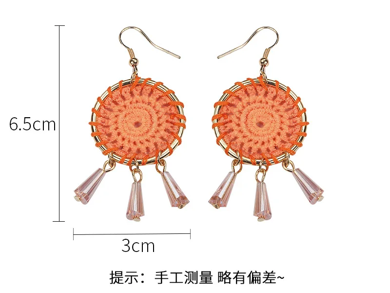 

New Handmade Bohemian Wooden Rattan Wicker Straw Drop Earrings for Women Vintage Bamboo Wicker Statement Earrings Wholesale