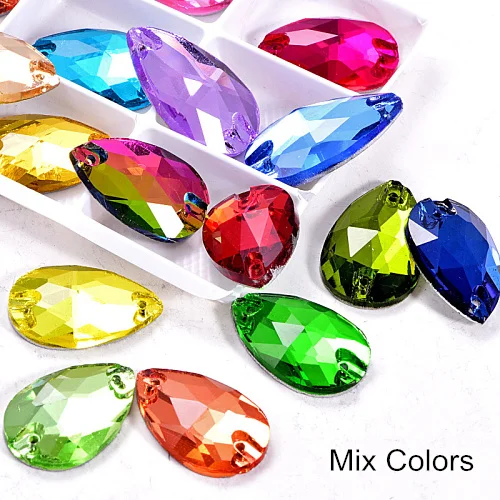 Mixed Colors Слеза много Цвета с украшением в виде кристаллов Стекло пришить стразы пришивные стразы прямая швейная стразы свадебное платье B3839 - Цвет: Mixed Colors
