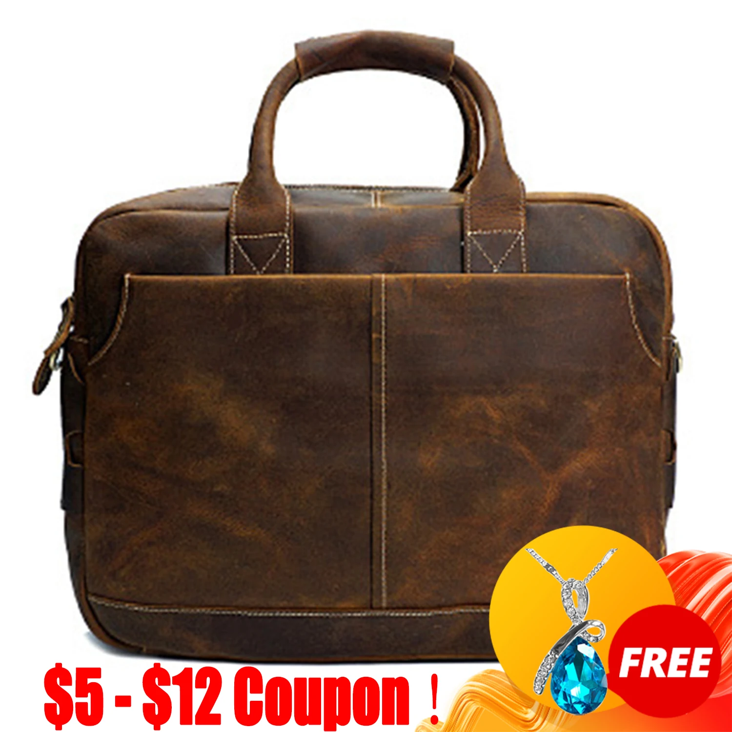 

CGA Briefcase Messenger Bag Men's Genuine Leather 14'' Laptop Bags For Men Briefcases Office Business Tote For Document Bolsos