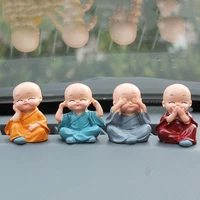 4pcsset lovely car interior accessories little monks small ornaments doll creative maitreya resin gifts