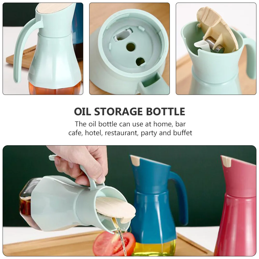 

1pc Glass Oil Bottle Home Practical Automatic Opening and Closing Spice Bottle