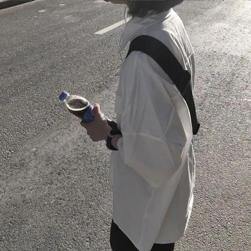 Белая женская Свободная рубашка унисекс с карманами модные простые