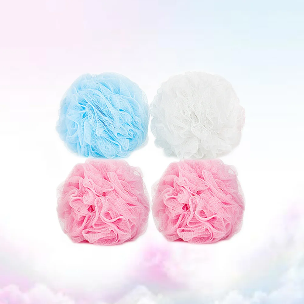 

4Pcs Exfoliate Bath Mesh Pouf Shower Loofahs Sponge Bath for Cleansing Bathroom Spa Relax (Random Colours)