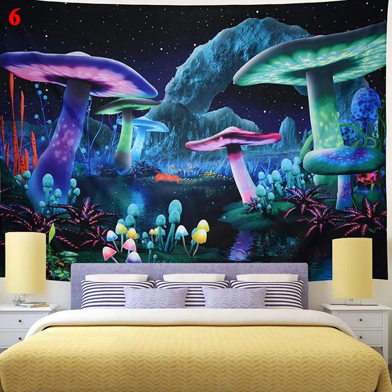 Психоделический гобелен с изображением грибов абстрактное настенное одеяло для