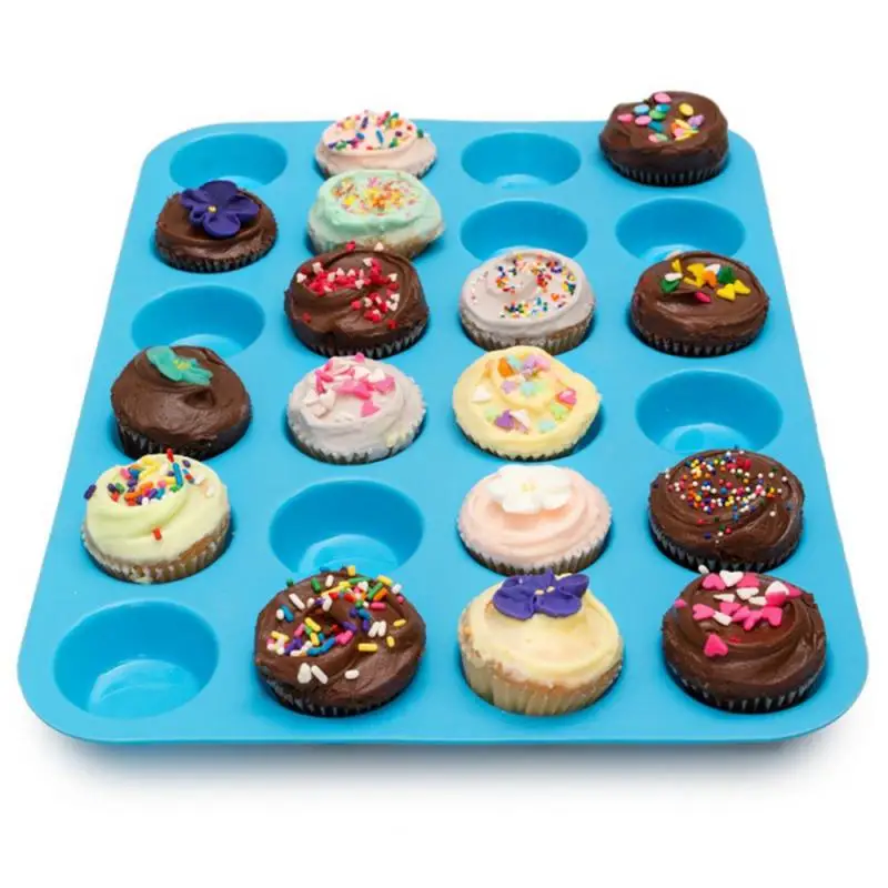 

Muffin Cup Cake Molds Silicone 24 Cavity Soap Cookies Mini Cupcake Bakeware Pan Tray Mould Home Kitchen Baking DIY Cake Mold