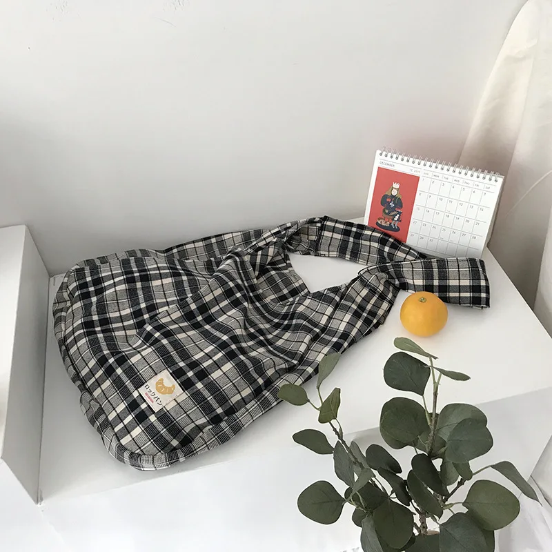 Шотландский узор винтажная клетчатая Женская Большая вместительная сумка-тоут