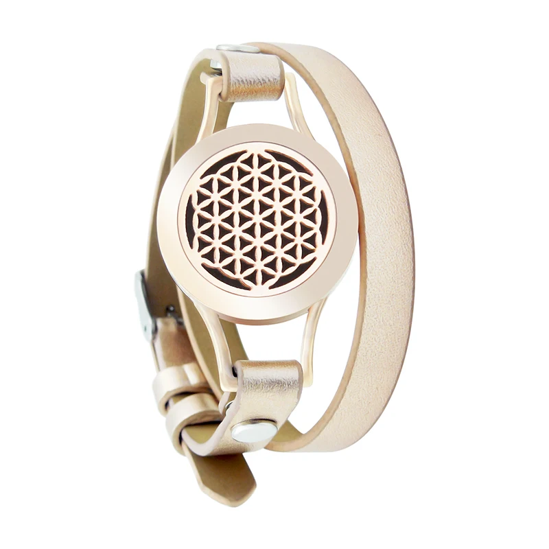 Rose Gold BLRGD007 25 мм диффузорный магнит розовое золото натуральная кожа медальон с ароматом браслет из нержавеющей стали эфирные масла Ароматерапия медальон браслет - Окраска металла: Rose Gold BLRGD007
