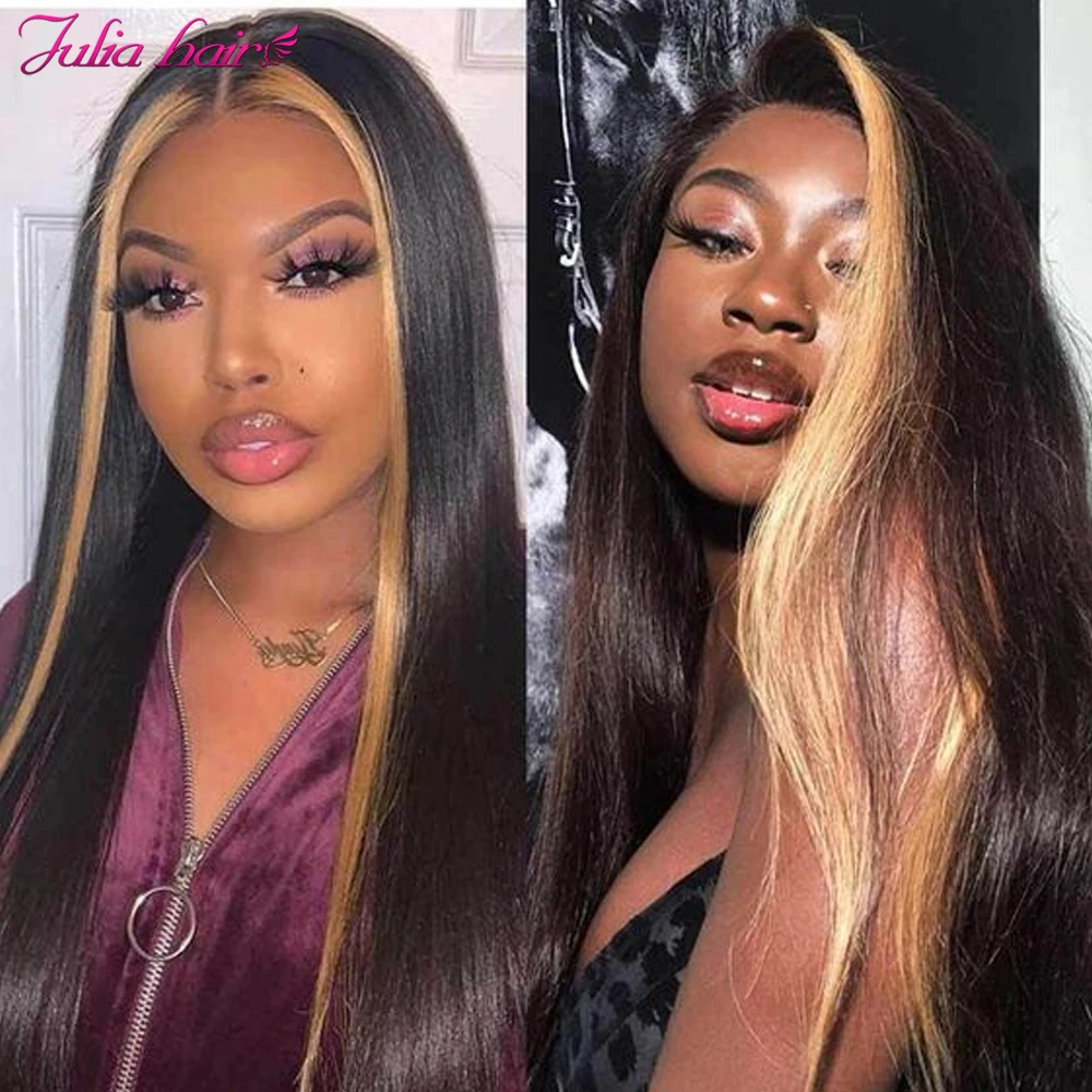 Brazilian Highlight Lace Wig T Part Color TL27 Ombre Human Hair for Women Bone Straight Closure Pre Plucked | Шиньоны и парики