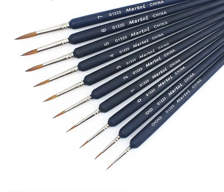 10 шт./компл. премиум качества Краски набор кистей из соболиного волоса волос