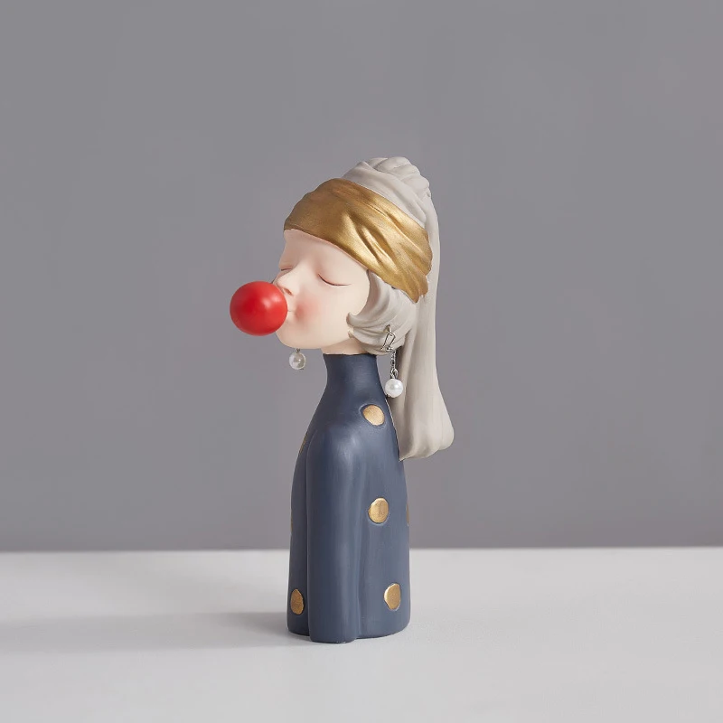 

NEW Modern Young Girl Bubble Figurines Resin Art Home Decoration Accessories Birthday Wedding Gift Fairy Table Decoration