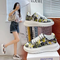 camouflage white shoes womens platform all match thick bottom hight increasing board show feet small ins super hot dad shoes