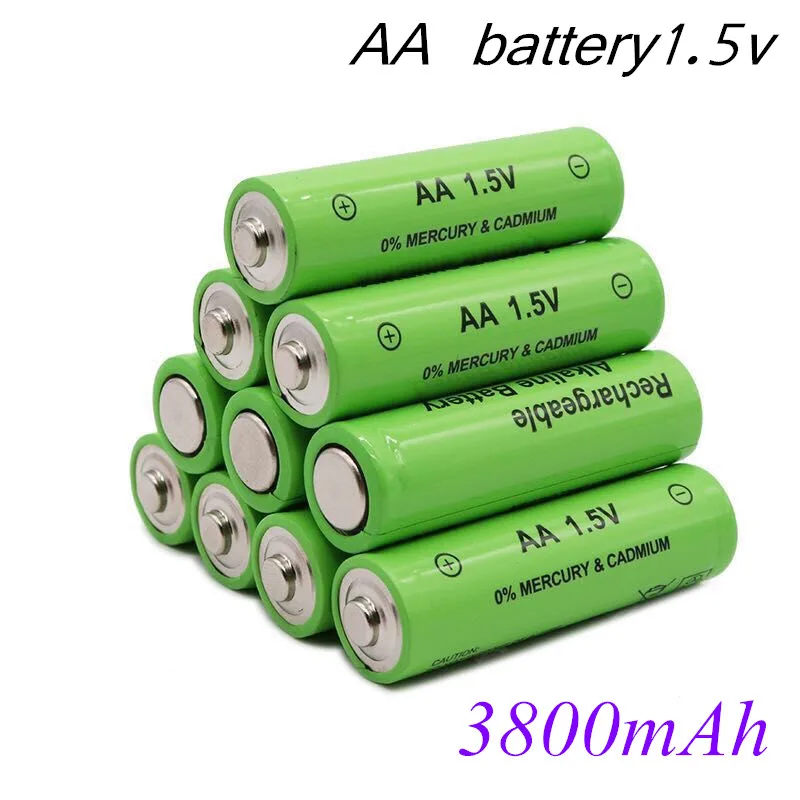100% Новый AA Батарея 3800 мА/ч 1 5 V щелочные батареи перезаряжаемый аккумулятор для