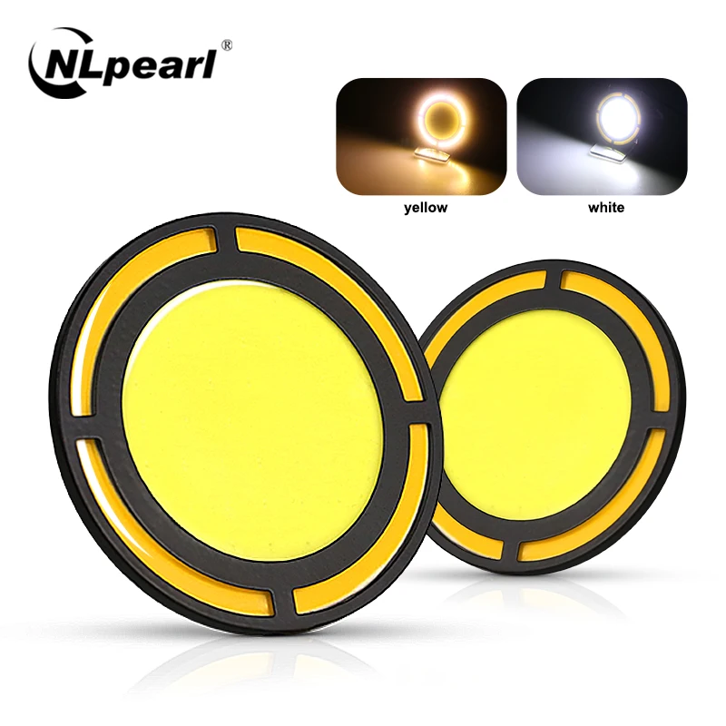 NlpearL 2X70 мм круглые дневные ходовые огни для авто водонепроницаемый желтый белый светодиодный COB ходовые огни комплект для освещения автомобиля 12 В