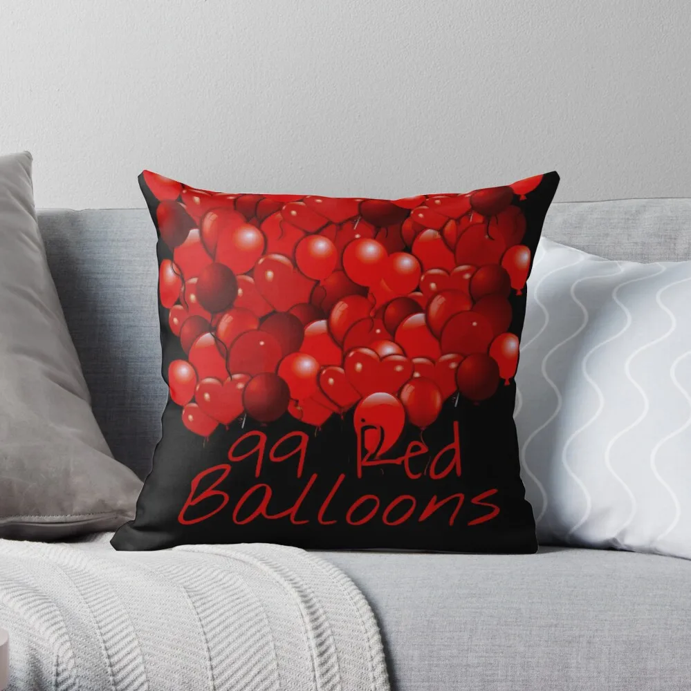 

99 Red Balloons Art Throw Pillow Pillow Case Polyester Home Decora Pillowcases Throw Pillow Case kussensloop almohada poszewka