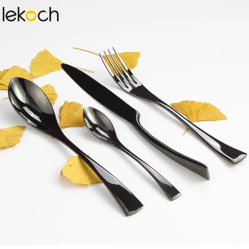 Lekoch Black kaya 4 шт./компл. столовые приборы из нержавеющей стали набор посуды столовый