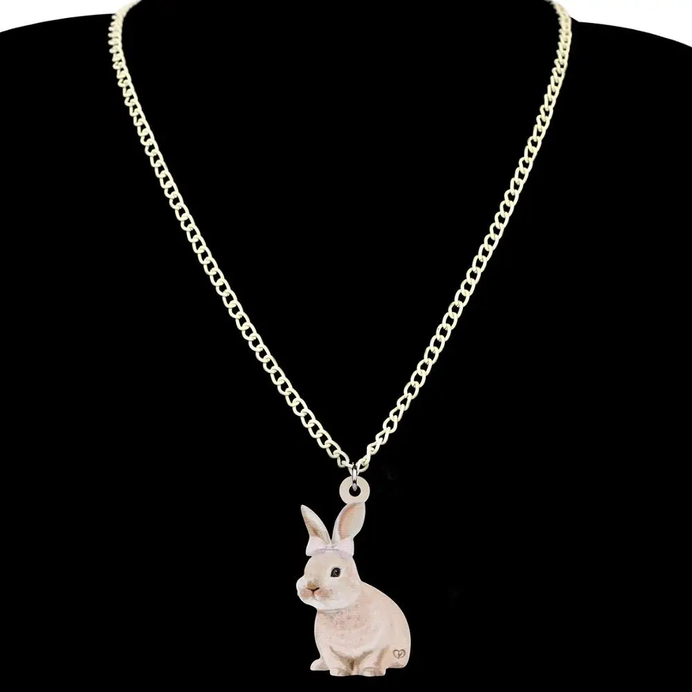WEVENI Acrylic Brown Easter Hare Rabbit Bunny Jewelry Sets Cute Animal Earrings Necklace For Women Girls Funny Gift Accessories | Украшения