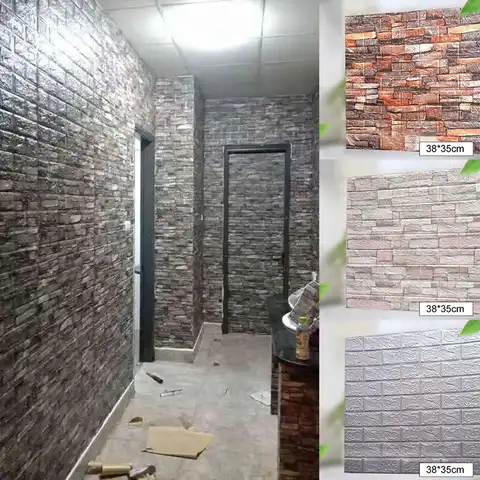 ПВХ кирпич камень самоклеющиеся обои Гостиная Ванная комната водостойкая наклейка стены домашний фон Декор 3D наклейки на стены