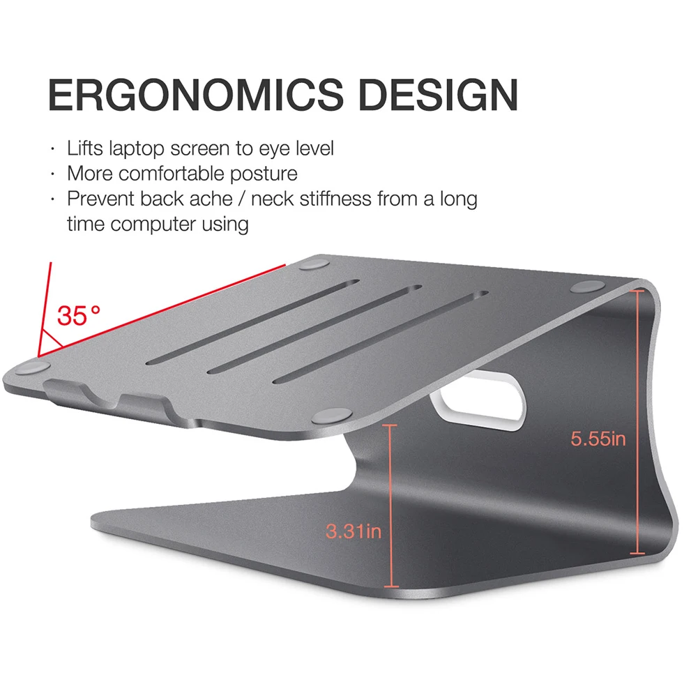 2020 Aluminum Alloy Laptop Cooling Holder Desktop Ergonomics Heighten Notebook Support for MacBook Air Pro Stand Color Grey | Автомобили и