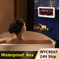 punch free bathroom phone case waterproof mobile phone holder wall mounted storage box travel portable decor handsfree gadget