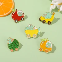 cute frog animals enamel pins apple banana watermelon fruit car funny animals badges on backpack denim clothes lapel pins gift