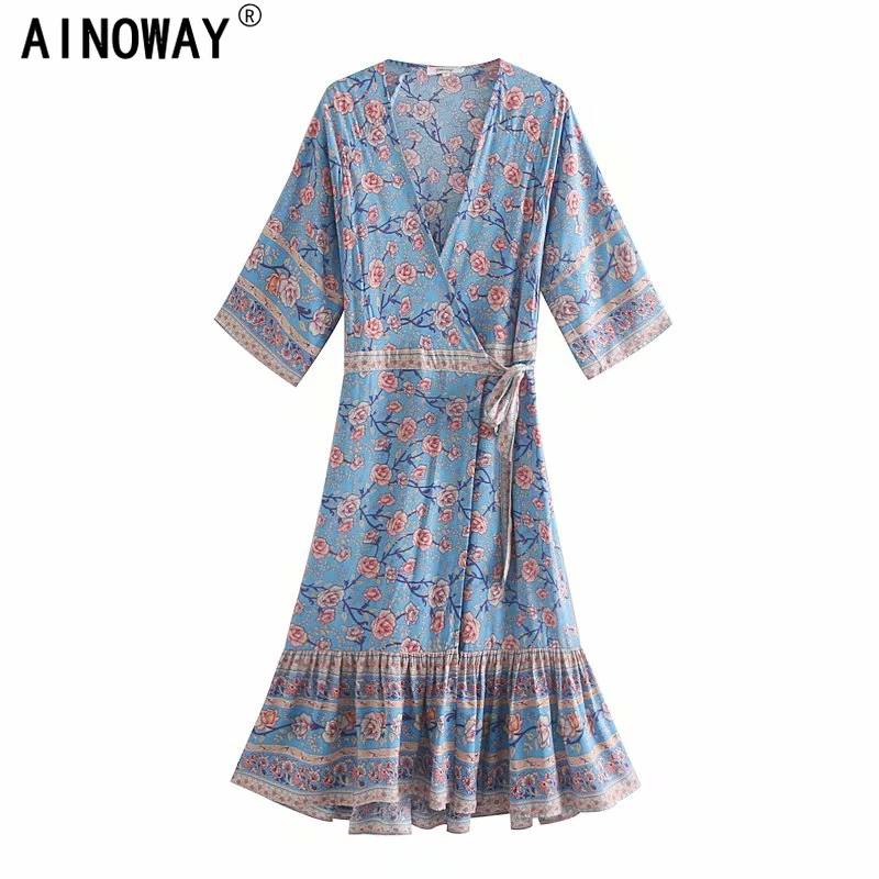 В винтажном стиле Женские туфли с цветочным принтом и короткими рукавами поясом