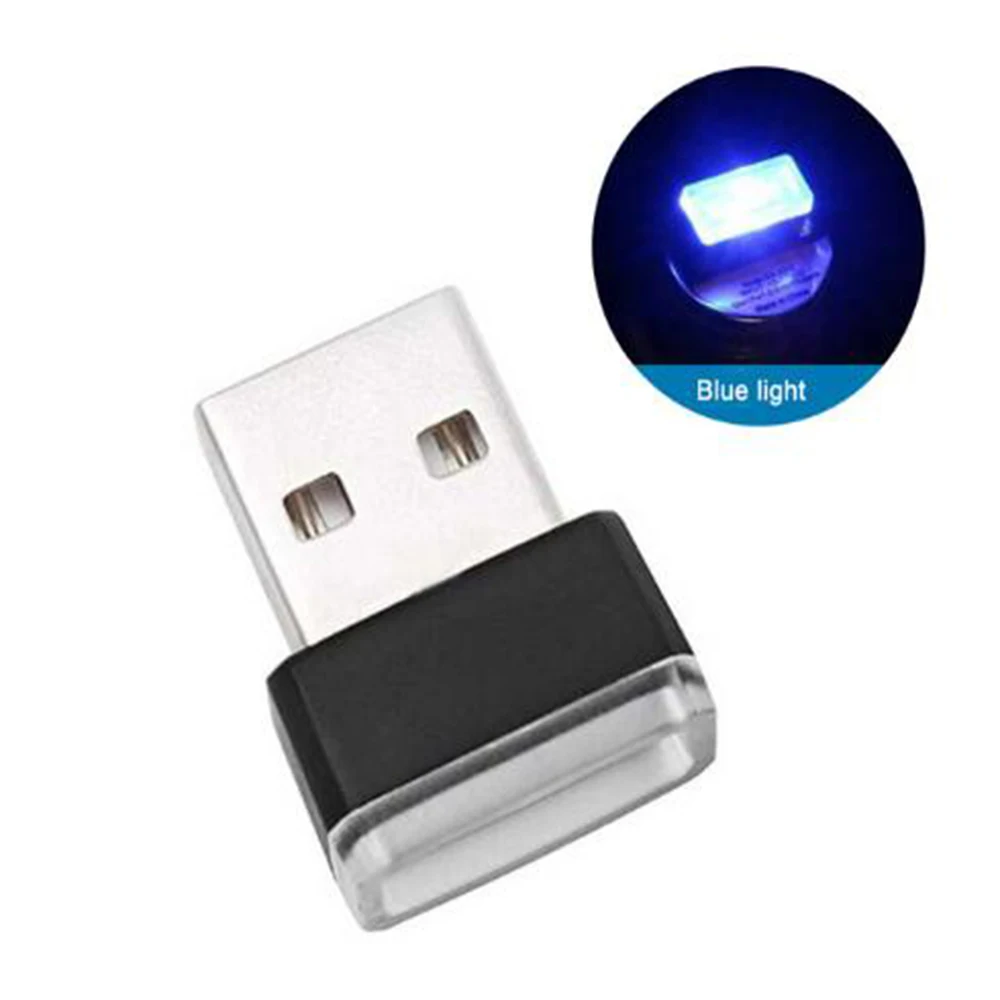 Синий Мини USB светильник светодиодный модельный автомобильный окружающий светильник неоновый интерьерный светильник Автомобильные украшения(7 цветов на светильник - Испускаемый цвет: Синий