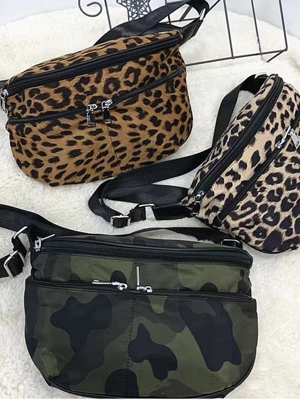 Черная камуфляжная Женская Повседневная сумка-мессенджер через плечо с