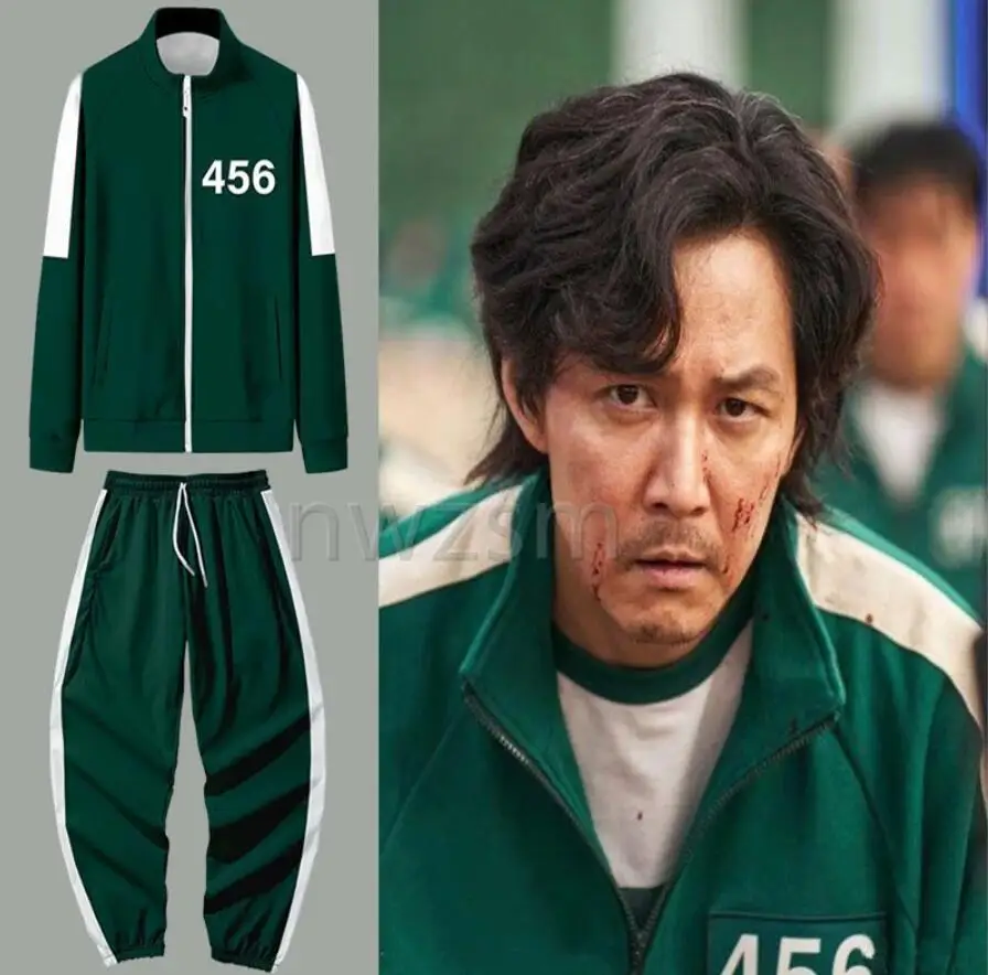

Korean teleplay Squid game cosplay costume men's jacket Li Zhengjae same sportswear 456 national Hoodie plus size Hallowmas