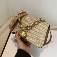 weave square chain tote bag 2021 new high quality straw womens designer handbag travel shoulder messenger bag purses travel bag