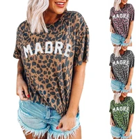 summer womens top madere leopard print round collar short sleeved t shirt graphic t shirts women sexy tops woman tshirts