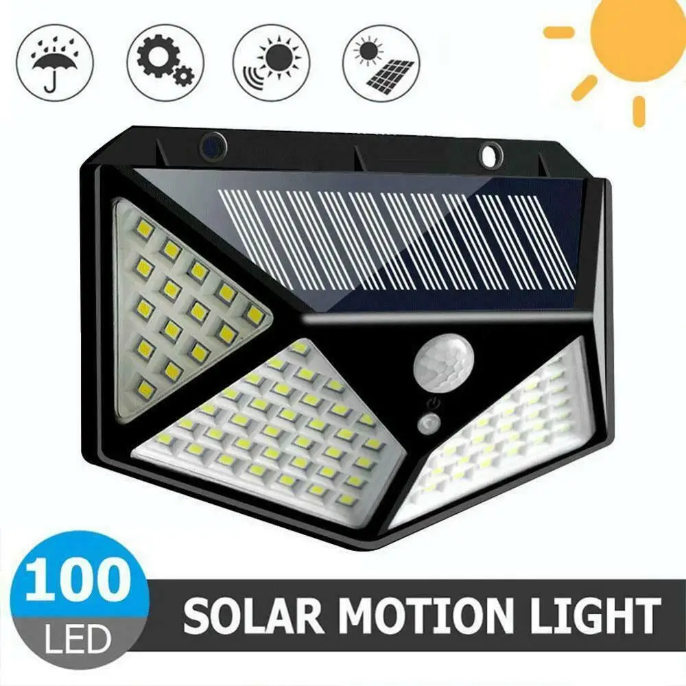 

100 Led Solar Light Outdoor Solar Wall Lamp LED Bulb IP65 PIR Motion Sensor Lampara Solar Lighting Garden Decoration Lights 20W