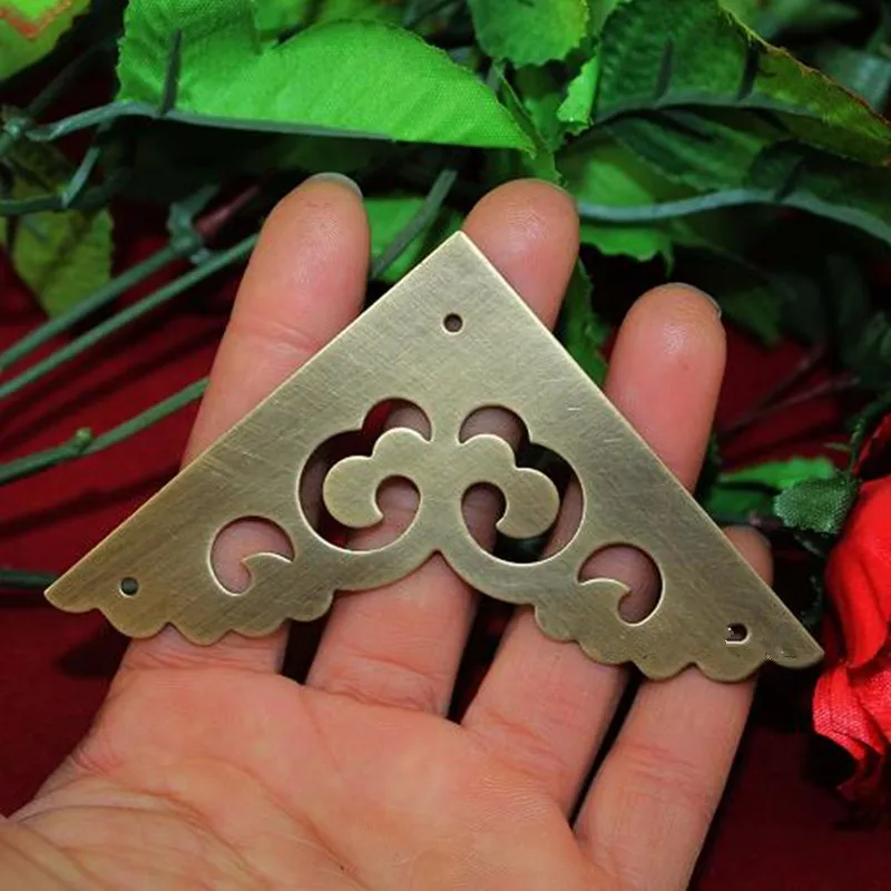 2 шт. 65 мм латунная мебельная Крышка для двери Декор Украшение треугольные углы