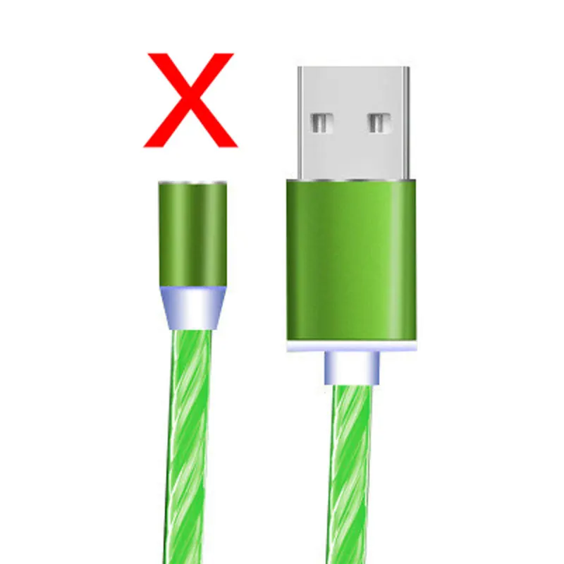 Green Стример линия передачи данных Магнитный Micro USB кабель для Iphone xsmax Xiaomi 9 huawei P30 P20 Micro usb type C волшебный свет зарядный кабель - Цвет: Green