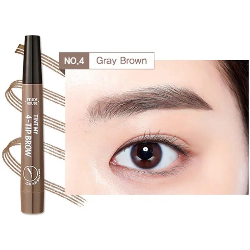 

Tint My 4-Tip Brow 4 Color 2g / Unique 4 tipped applicator Korean 4 Points Eyebrow Pen Liquid Brow Pencil Dark Brown Waterproof